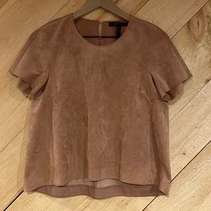 BCBGMaxazria Tan Suede Top - Size Small